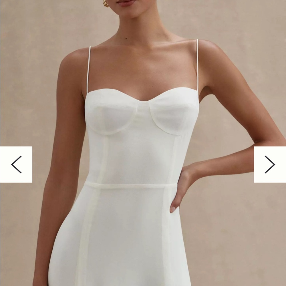 Reformation White Midi Slip Dress with Side Slit - Picture 3 of 8